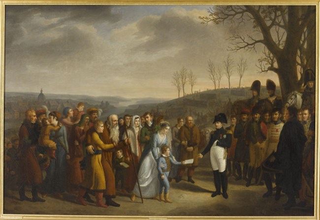 Source Images d'arts / Napoléon Ier accueillant les familles polonaises qui viennent se mettre sous sa protection à Osterode, mars 1807