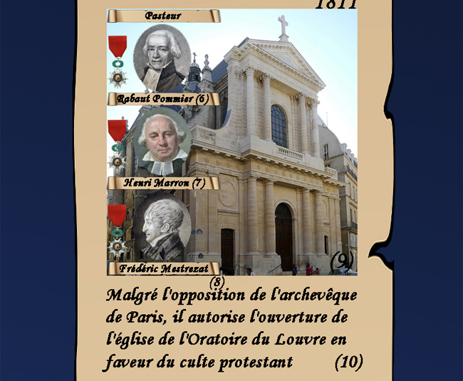 Auteur Oratoire Du Louvre /  « Recevant la députation du Consistoire qui venait le remercier d'avoir désigné l'Église de l'Oratoire pour la célébration du culte réformé et répondant à l'adresse que lui présentait le Président, M. le Pasteur Marron, l'Empereur prononça ces paroles : " L’Empire de la loi finit là où commence l'Empire indéfini de la conscience. Maintenant, vous avez votre liberté, et si jamais quelqu'un vous la retire dans l'avenir je vous autorise à lui donner le nom de Néron. " »